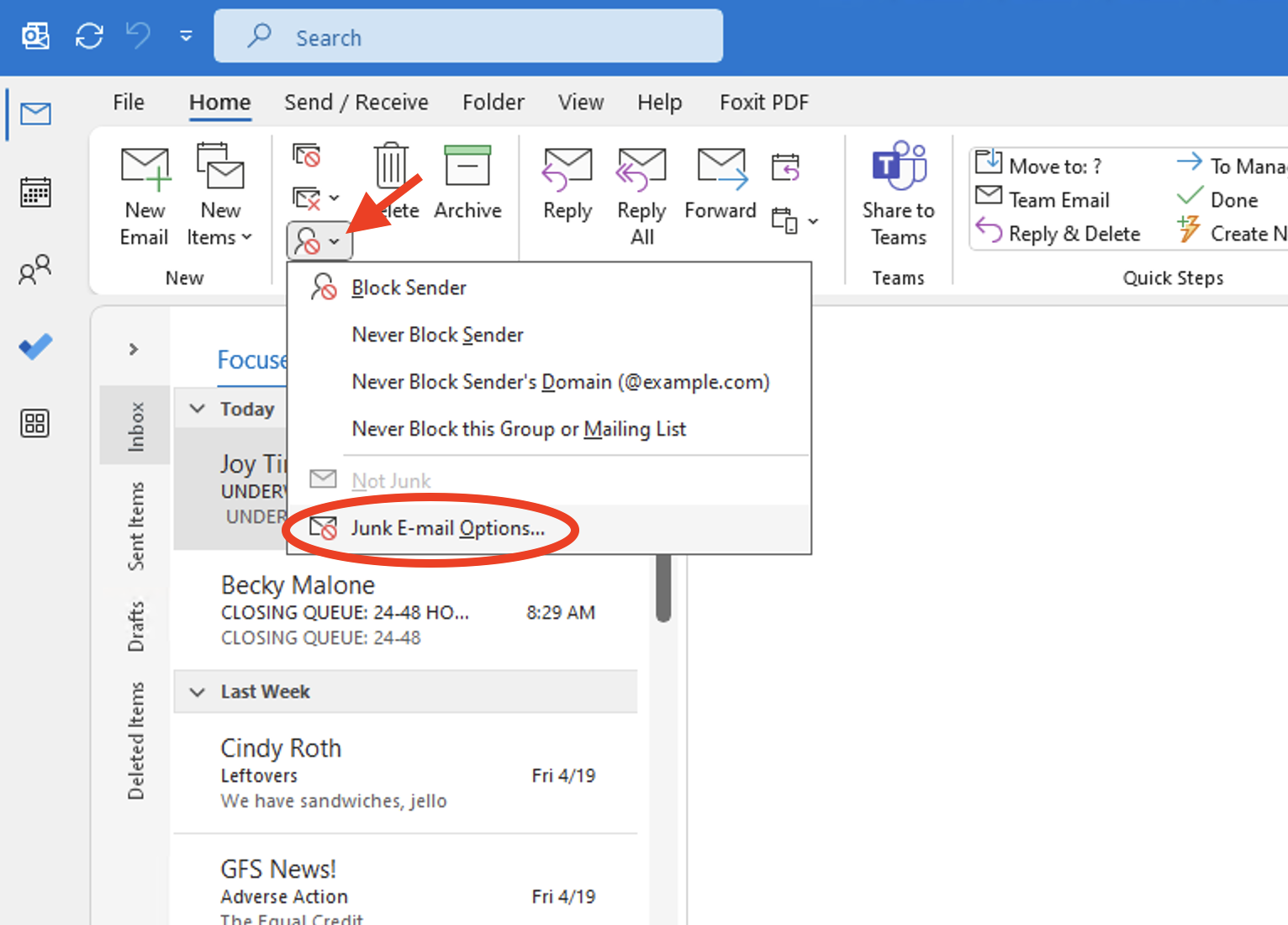 1 Unblocking Senders in Outlook