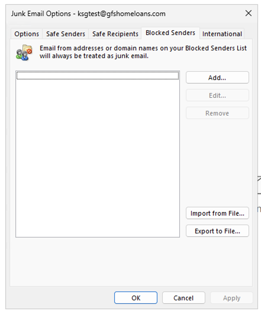 2 Unblocking Senders in Outlook