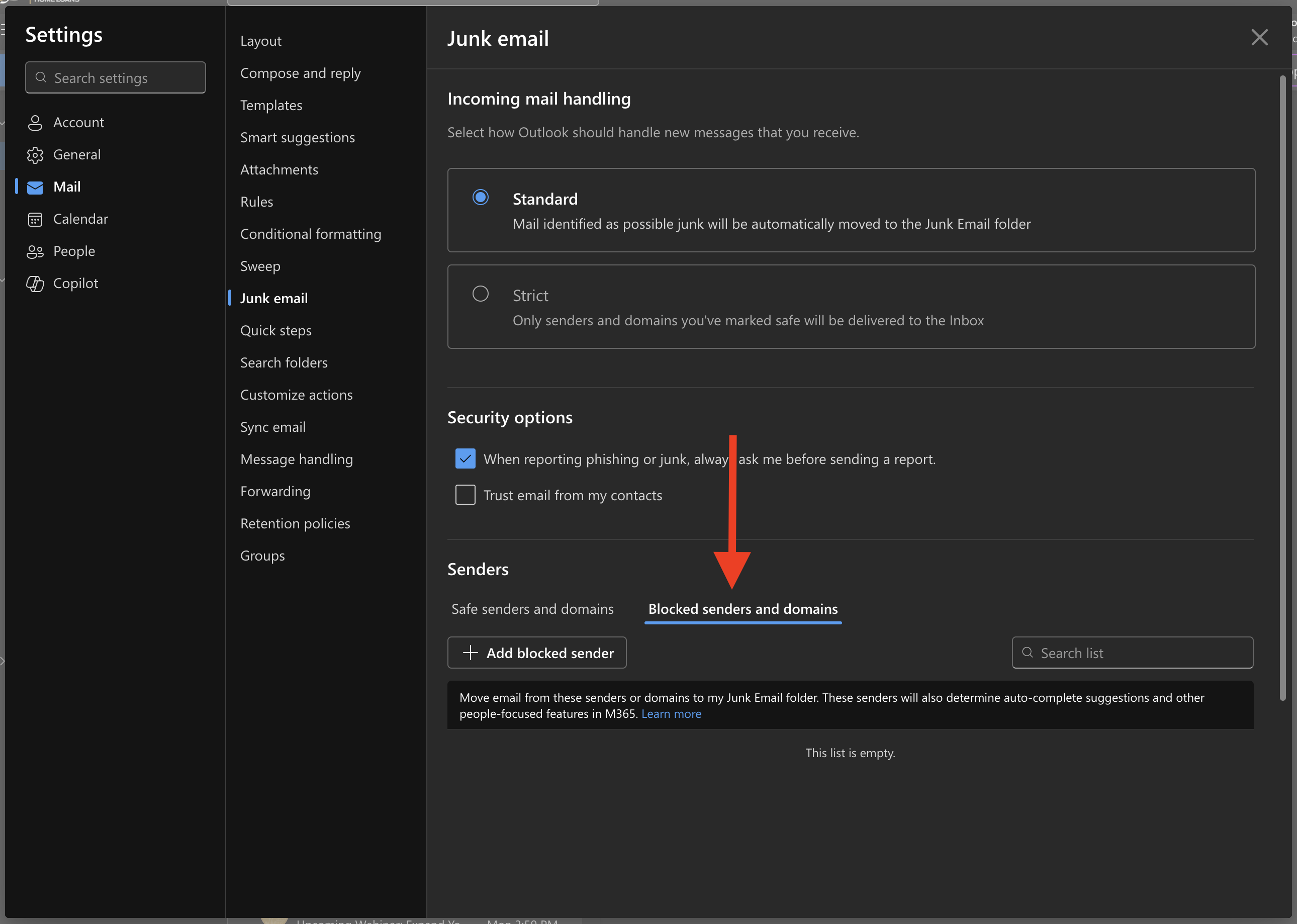 OWA Unblocking Senders in Outlook